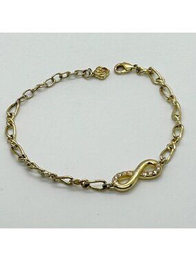 Kendra Scott Annie Infinity Charm Bracelet Gold Tone White Crystal Link Chain
